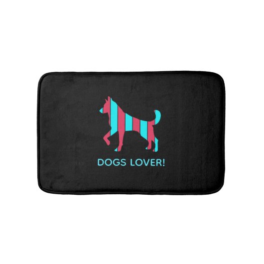 Dog - Cute Pet Pop Art, Blue & Red Abstract Animal Badmat (Voorkant)