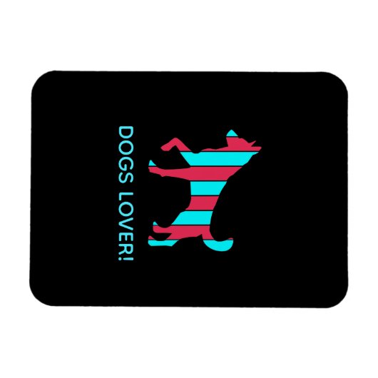 Dog - Cute Pet Pop Art, Blue & Red Abstract Animal Magneet (Horizontaal)