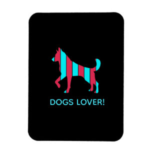 Dog - Cute Pet Pop Art, Blue & Red Abstract Animal Magneet