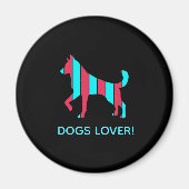 Dog - Cute Pet Pop Art, Blue & Red Abstract Animal Magneet (Voorkant)