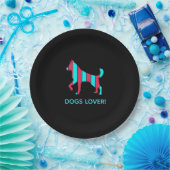 Dog - Cute Pet Pop Art, Blue & Red Abstract Animal Papieren Bordje (Feest)