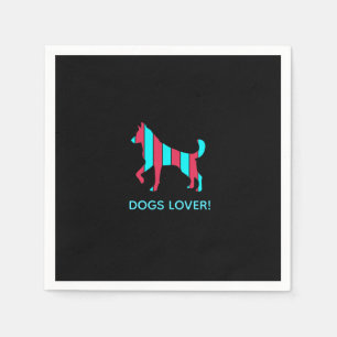 Dog - Cute Pet Pop Art, Blue & Red Abstract Animal Servet
