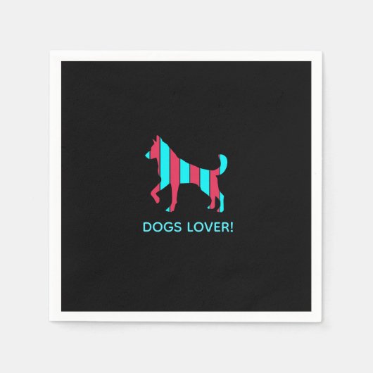 Dog - Cute Pet Pop Art, Blue & Red Abstract Animal Servet (Voorkant)