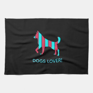 Dog - Cute Pet Pop Art, Blue & Red Abstract Animal Theedoek