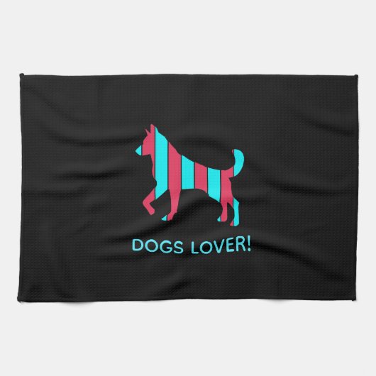 Dog - Cute Pet Pop Art, Blue & Red Abstract Animal Theedoek (Horizontaal)