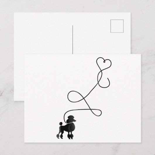 Dog Cute Poodle Heart Briefkaart (Voorkant / Achterkant)