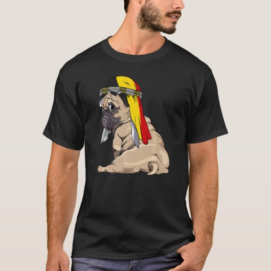 Dog Cute Pug Retro Belgium Flag Pride T-shirt (Voorkant)