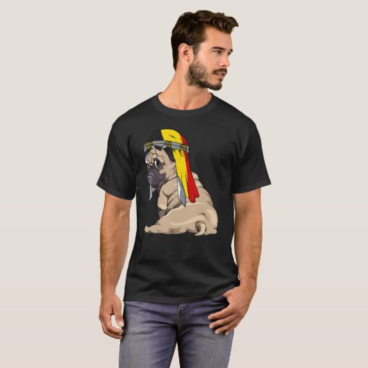 Dog Cute Pug Retro Belgium Flag Pride T-shirt (Voorkant volledig)