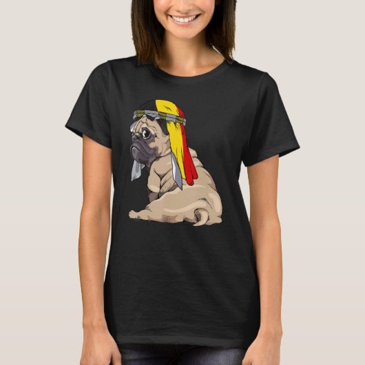 Dog   Cute Pug Retro Belgium Flag Pride T-shirt (Voorkant)