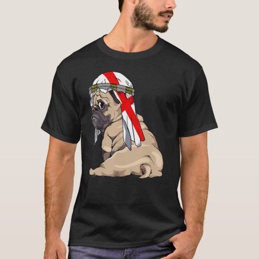 Dog  Cute Pug Retro England Flag Pride T-shirt (Voorkant)