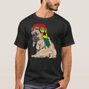 Dog Cute Pug Retro Ghana Flag Pride T-shirt