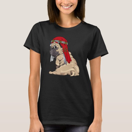 Dog  Cute Pug Retro Morocco Flag Pride T-shirt (Voorkant)