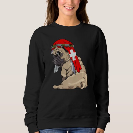 Dog  Cute Pug Retro Switzerland Flag Pride Trui (Voorkant)