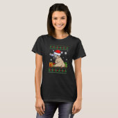 Dog Cute Pug Santa Hat Ugly Christmas Sweater T-shirt (Voorkant volledig)