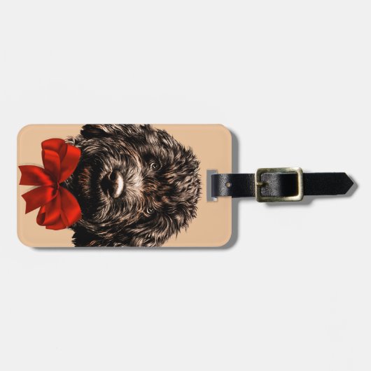 Dog Cute  Puppy Pet met Rode Bow Bagagelabel (Voorkant horizontaal)