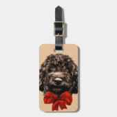 Dog Cute  Puppy Pet met Rode Bow Bagagelabel (Voorkant verticaal)