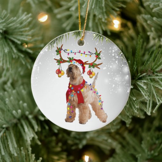 Dog Cute Wheaten Terrier ReindeAnimal puppy pet Keramisch Ornament (Boom)