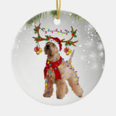 Dog Cute Wheaten Terrier ReindeAnimal puppy pet Keramisch Ornament (Voorkant)