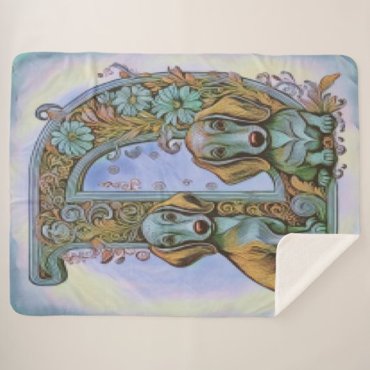 Dog D Alfabet  Sherpa Deken (Voorkant (horizontaal))