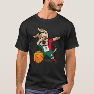 Dog Dabbing Basketball Mexico Jersey Mexican Bball T-shirt