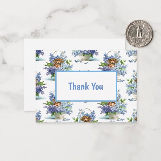 Dog Dachshund Dank u Notitiekaartje (Voorkant / Achterkant in situ)