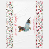 Dog Dachshund Rendier Pet Christmas Furry Bright Fleece Deken (Voorkant)