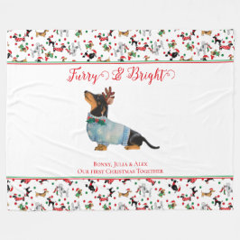 Dog Dachshund Rendier Pet Christmas Furry Bright Fleece Deken