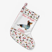 Dog Dachshund Rendier Pet Christmas Furry Bright Kleine Kerstsok (Voorkant (Hangend))