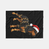 Dog Dachshund Wrapped In Christmas Lights - Holida Fleece Deken (Voorkant (Horizontaal))