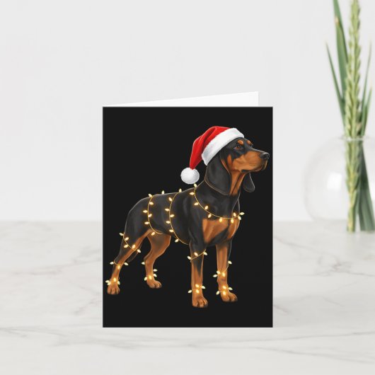 Dog Dachshund Wrapped In Christmas Lights - Holida Kaart (Voorkant)