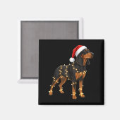 Dog Dachshund Wrapped In Christmas Lights - Holida Magneet (Voorkant / Achterkant)