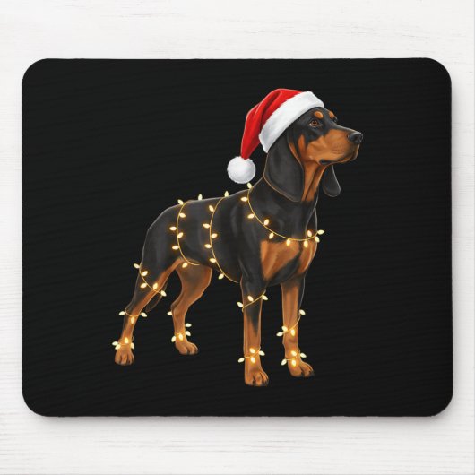 Dog Dachshund Wrapped In Christmas Lights - Holida Muismat (Voorkant)