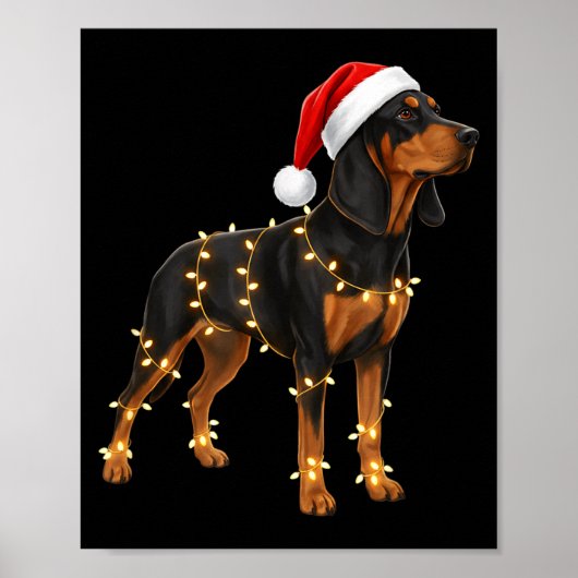 Dog Dachshund Wrapped In Christmas Lights - Holida Poster (Voorkant)