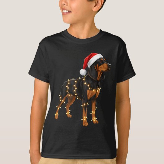 Dog Dachshund Wrapped In Christmas Lights - Holida T-shirt (Voorkant)