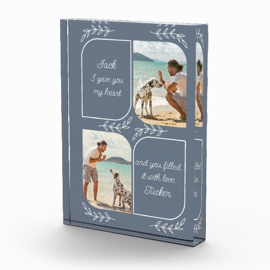 Dog Dad 2 Vertical Photo Loving Words Personalized Fotoblokken (Rechts)