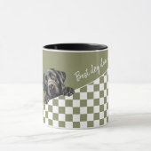 Dog Dad Checkered Salie Olive Black Labrador Custo Mok (Midden)