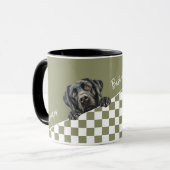 Dog Dad Checkered Salie Olive Black Labrador Custo Mok (Voorkant links)