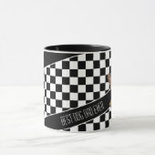 Dog Dad Checkered Zwart Wit Frenchie Custom Mok (Midden)