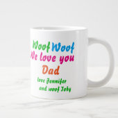 Dog Dad Cool Woof Woof I Love You Pap Namen Grote Koffiekop (Rechts)
