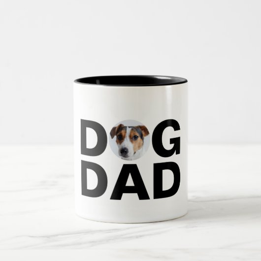 Dog Dad, Custom Photo Dad Gift Two-Tone Coffee Mok (Center)