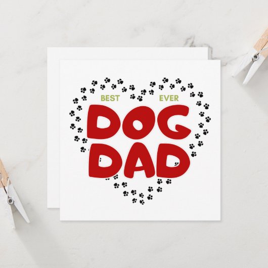 Dog Dad, Cute Best Ever Dog Dad Kaart (Voorkant / Achterkant in situ)