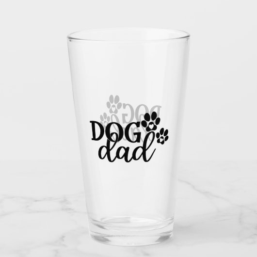 Dog Dad, Dog Paw, Hondenliefhebber, Vaderdag Gift Glas (Voorkant)