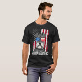 Dog Dad Fathers Day Mini Schnauzer USA Flag 4th o T-shirt (Voorkant volledig)