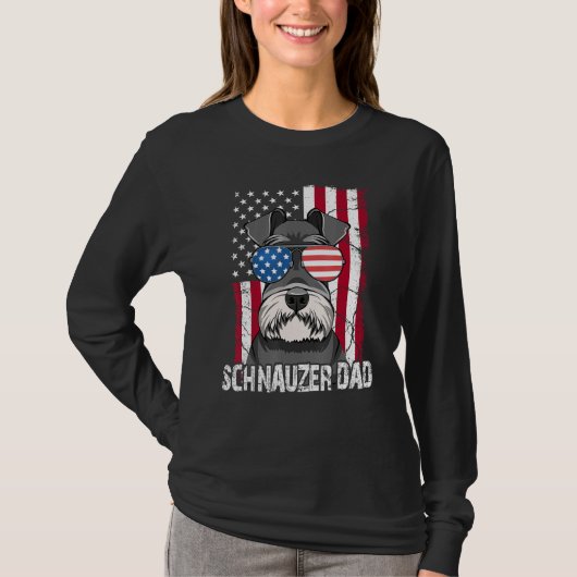 Dog Dad Fathers Day  Mini Schnauzer USA Flag 4th o T-shirt (Voorkant)