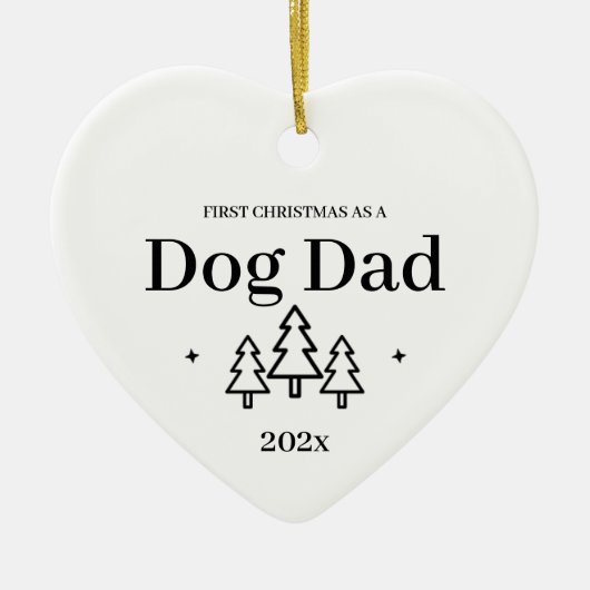Dog Dad First KerstOrnament Keramisch Ornament (Voorkant)