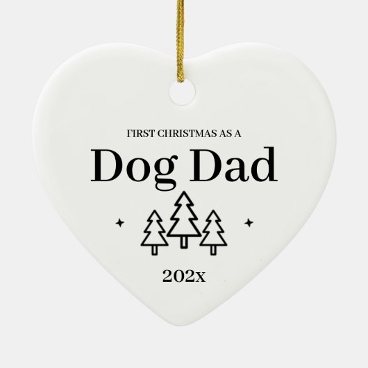 Dog Dad First KerstOrnament Keramisch Ornament (Achterkant)