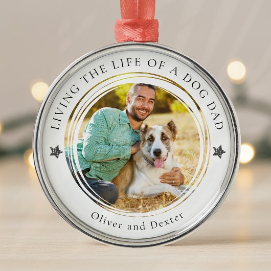 Dog Dad Foto Keepsake gepersonaliseerd Metalen Ornament