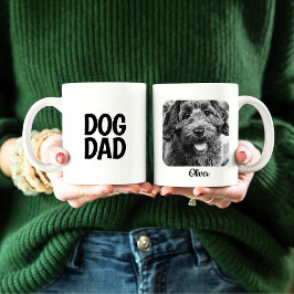Dog Dad Foto Mok in eenvoudig wit & zwart ontwerp