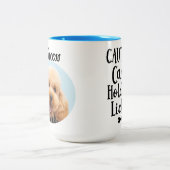 Dog Dad Funny dog quote & custom foto/name Tweekleurige Koffiemok (Center)