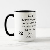 Dog Dad Funny Vaderdag Pet Foto Zwart Binnen Mok (Links)